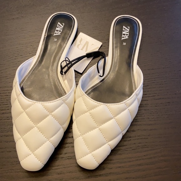 Zara square toed quilted flat mules bloggers fave - Picture 3 of 6